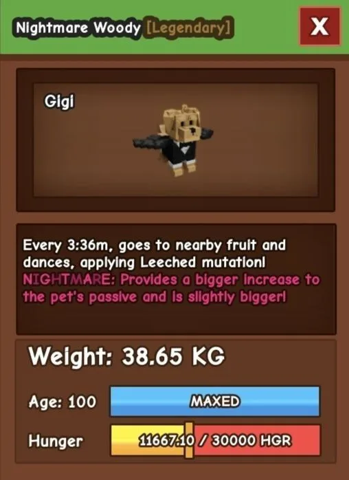 Huge NIGHTMARE Woody - 38.65 KG (Age 100)
