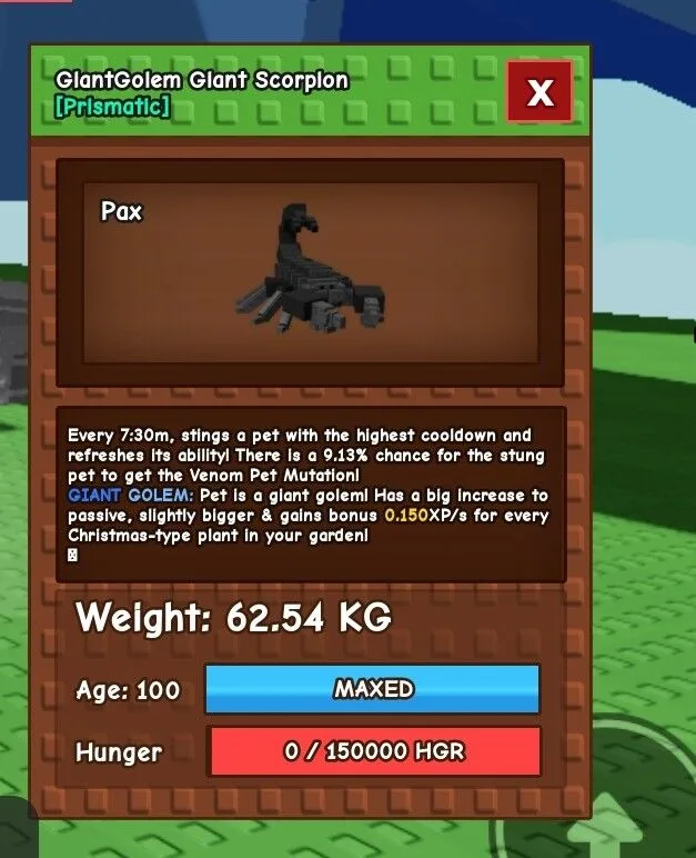 Giant Scorpion 60/61KG RARE PET LIMITED