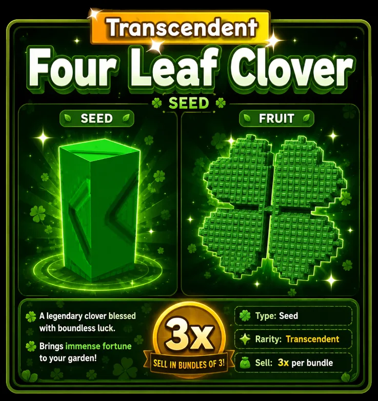 3x FOUR LEAF CLOVER SEED (In Your Account) — Account account