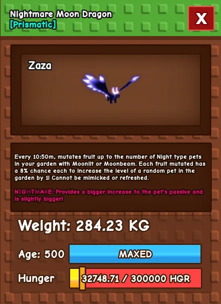 Nightmare Moon Dragon 280 KG Age 500 instant delivery titanic moon dragon 280kg huge moon dragon 280 kg nightmare mutation moon dragon pet