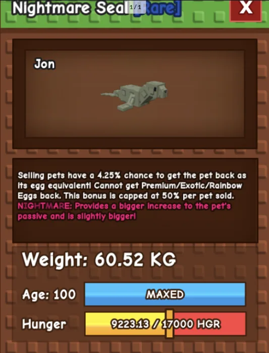 HUGE SEAL NM / VENOM / EVER 60KG-61KG AGE 100
