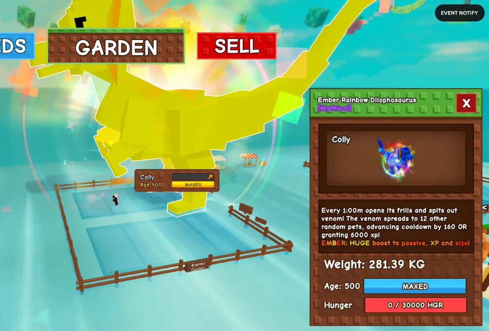 1x EMBER RAINBOW DILOPHOSAURUS 280-285 KG AGE 500 - FAST DELIVERY