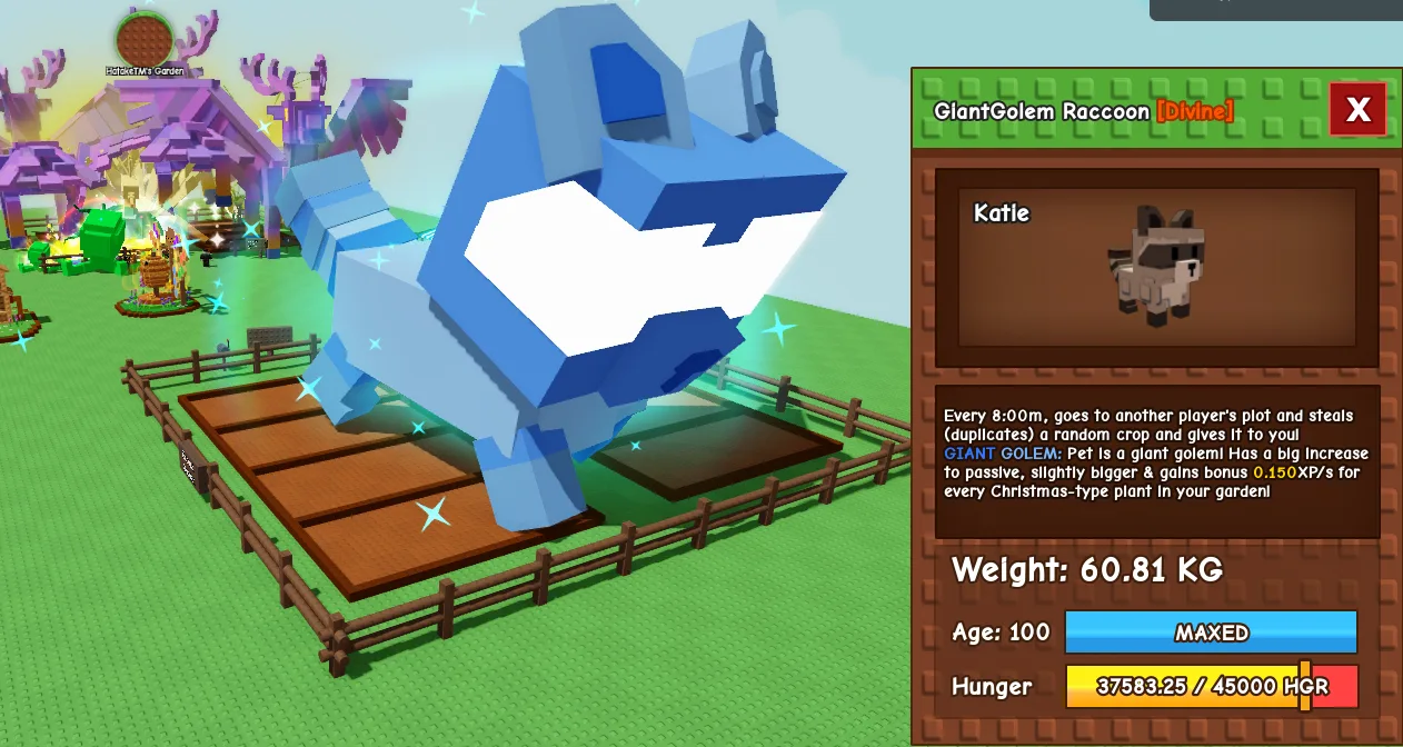 61kg+ Age 100 GiantGolem Raccoon