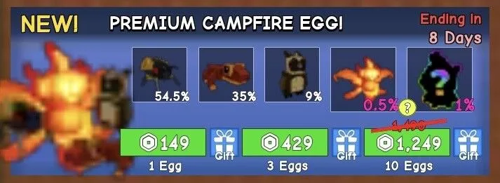 GROW A GARDEN - PREMIUM CAMPFIRE 10X EGGS