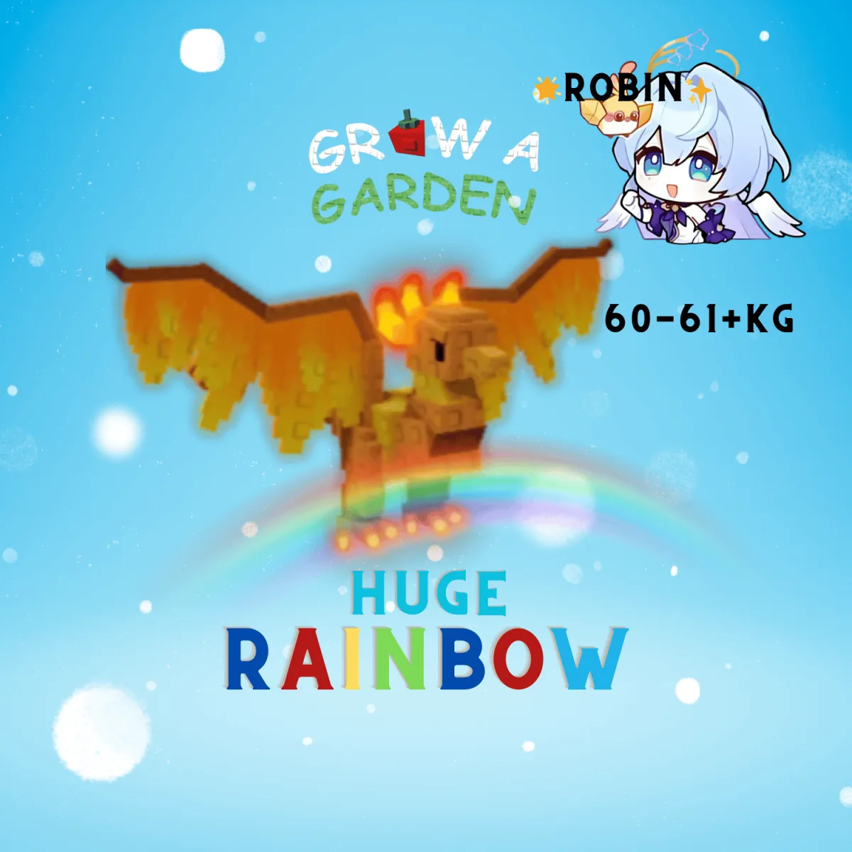 HUGE Rainbow Phoenix - 60-61+ KG - Grow a Garden — Account account