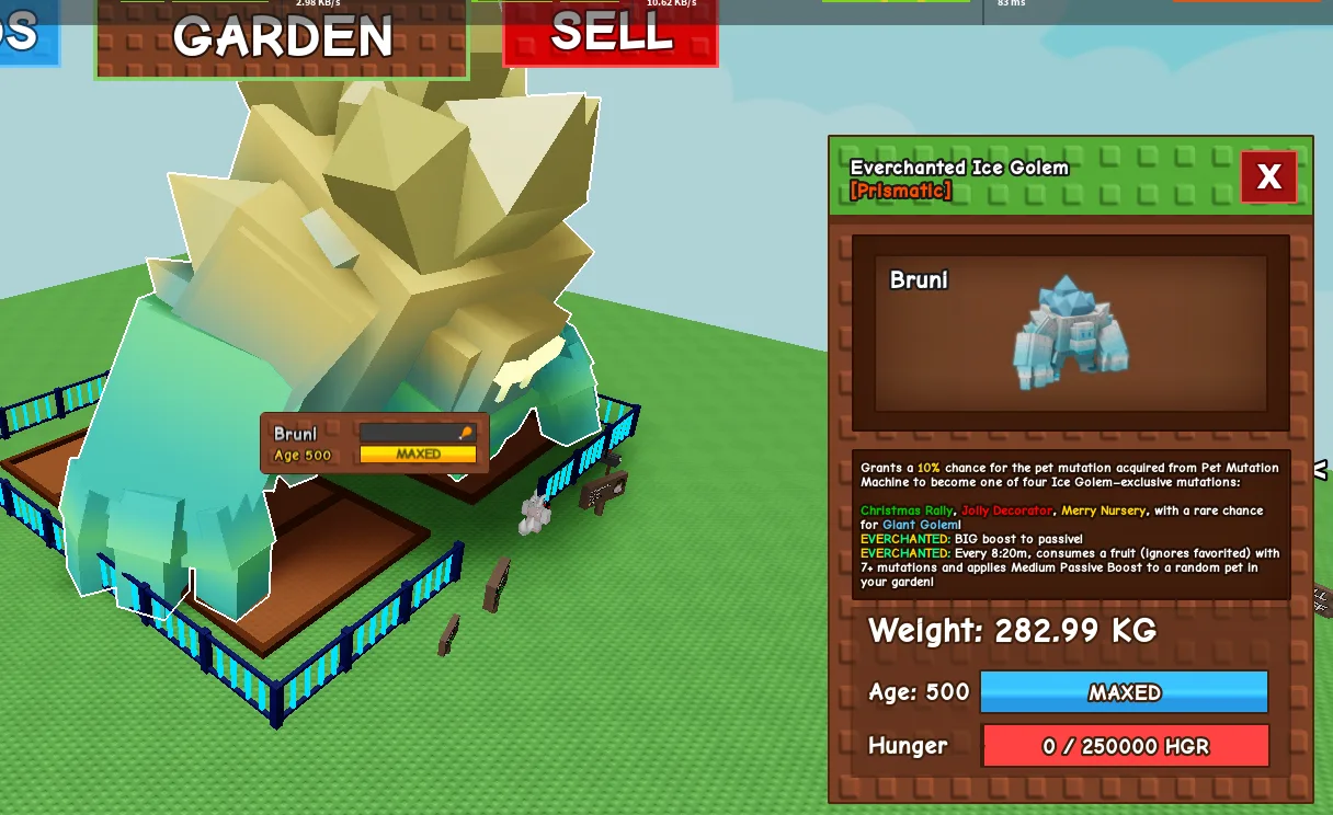 280+KG Everchanted Ice Golem Prismatic // super handsome // Age 500 MAXED // mutation machine // exclusive mutations
