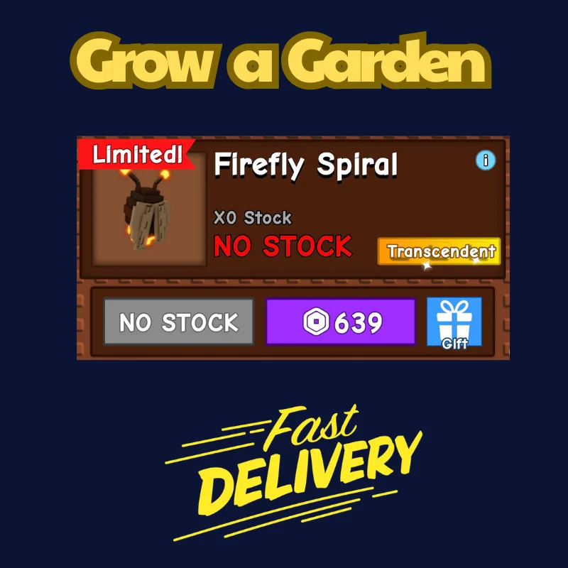 Firefly Spiral 639Robux Grow a Garden FastDeli FASTEST & CHEAPEST — Account account