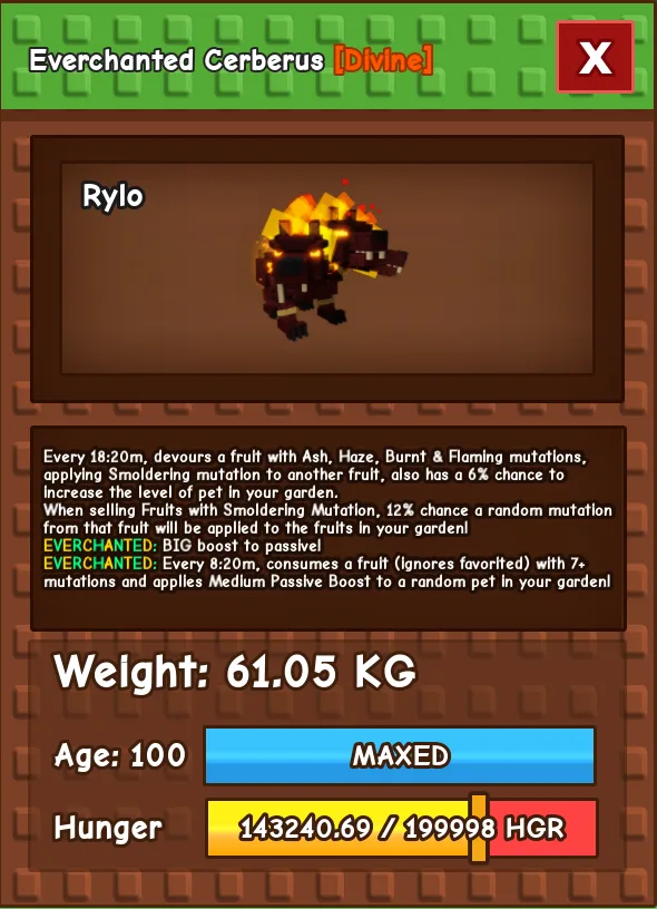 HUGE Everchanted Cerberus 61.05KG Age 100 l Cheapest l Grow A Garden l Check Description — Account account