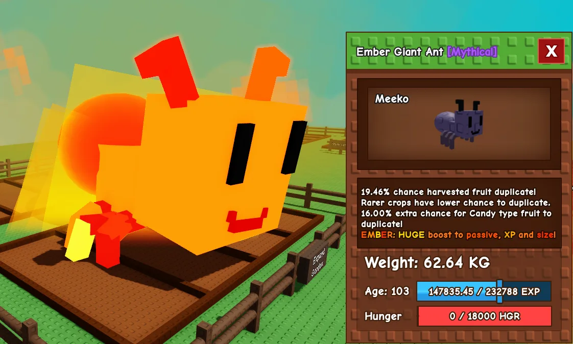 62.64kg Age 103 Ember Giant Ant