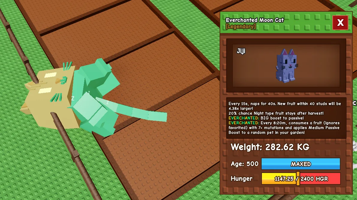 280KG+ Everchanted Moon Cat Legendary // super handsome // Age 500 MAXED // 4.38x Larger Fruit Boost