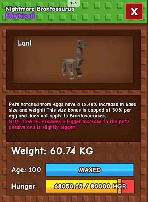 HUGE BRONTOSAURUS NM / VENOM / EVER 60KG-61KG AGE 100