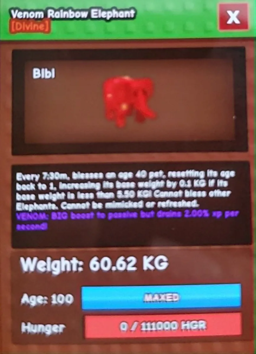 60KG RB ELEPHANT — Account account