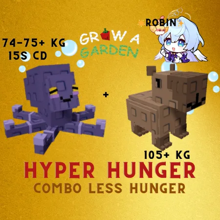 1x Hyper Hunger Mimic Octopus 15s - 74-75+KG + 1 Nightmare Godly Collosal Capybara 100+KG - Grow a Garden — Account account