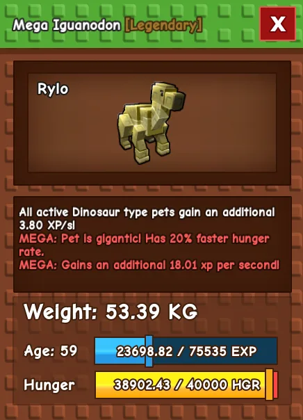 Titanic Mega Iguanodon (85.11kg when max)