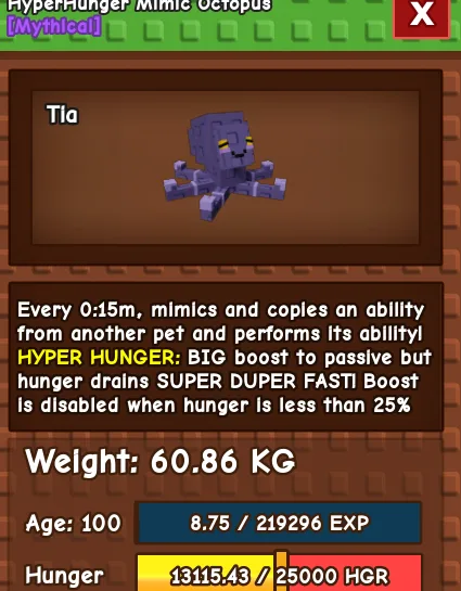 huge mimic 60 kg hyper hunger