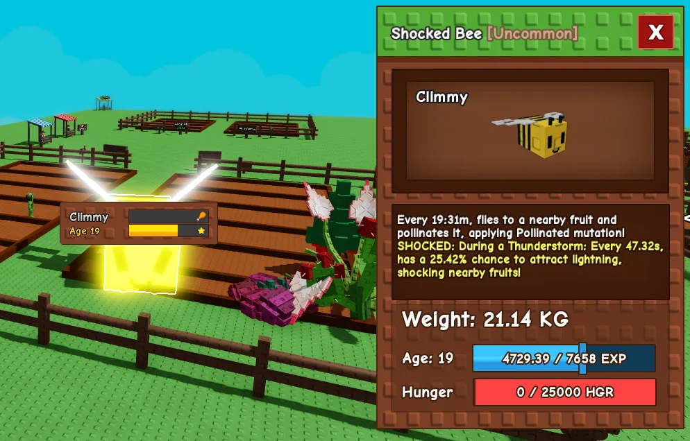 Titanic Bee Shocked Maxed At 80kg - Still Growing - GrowAGarden - Gag - Pets - Roblox - Check Images