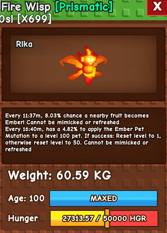 60KG+ FIRE WISP HUGE BEST MUTATION IN THE GAME — Account account