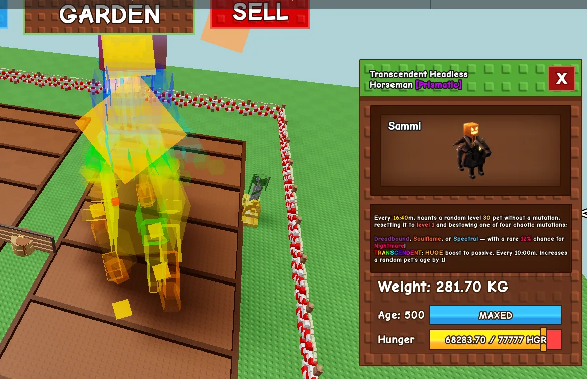 280+kg Transcendent Headless Horseman Prismatic // super handsome // Age 500 MAXED // 12 Nightmare + Pet Age Boost