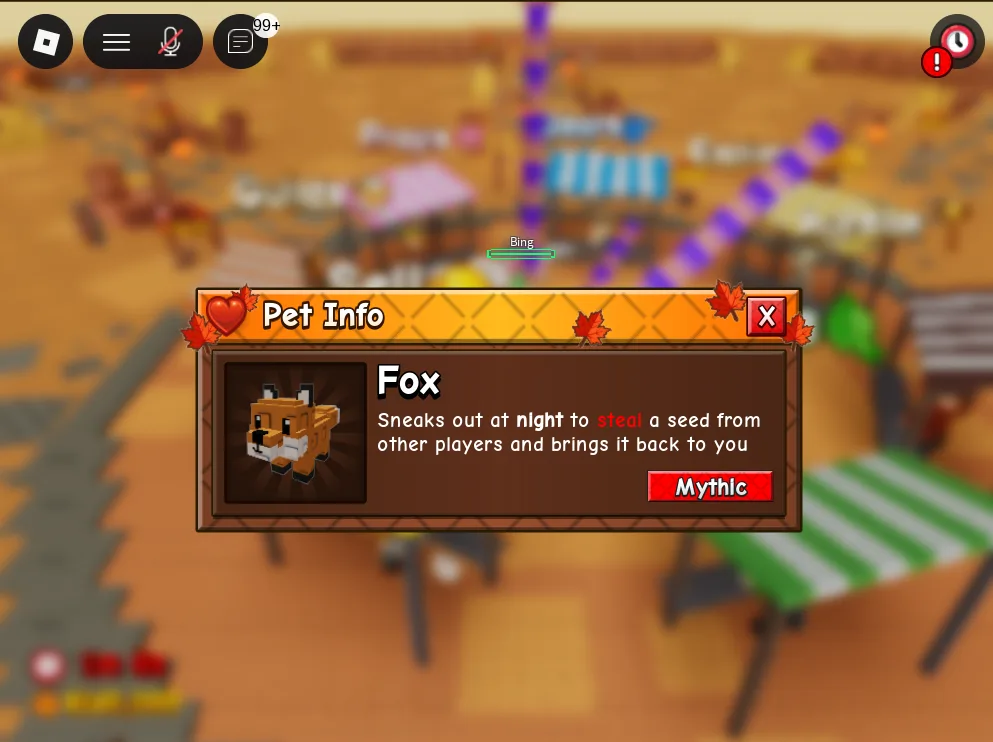 Fox - Fall Harvest / World 2 pet (Mythic)