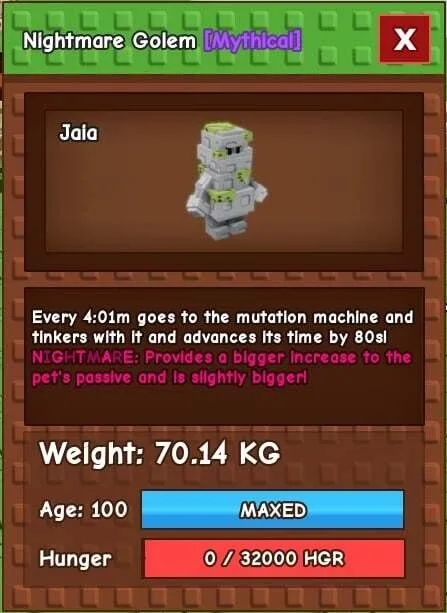 Huge Titan Nightmare Golem 70.14 KG