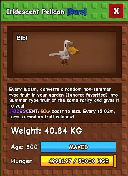 Iridescent Pelican 40.84kg Age 500 Huge Godly Titanic - Bibi (EP)