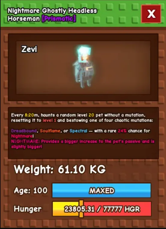 Nightmare Ghostly Headless Horseman (60 KG++) Grow a Garden — Account account