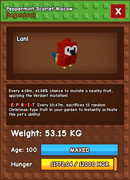 GODLY TITANIC COLOSSAL Peppermint Scarlet Macaw 53.15KG Age 100 MAX — Account account