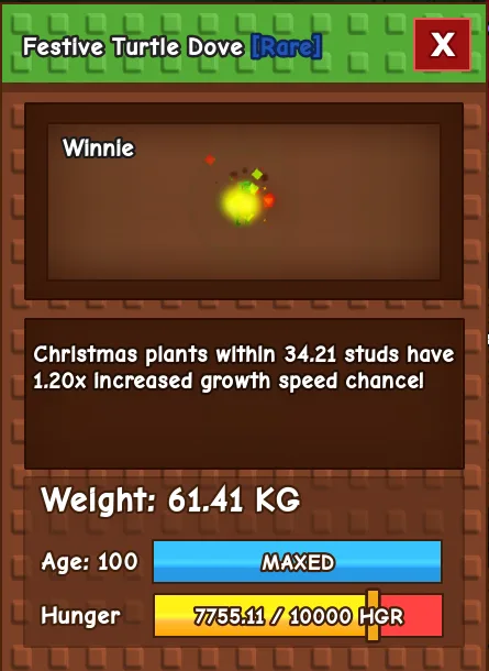 60-61 KG FESTIVE TURTLE DOVE RARE HUGE TITAN — Account account