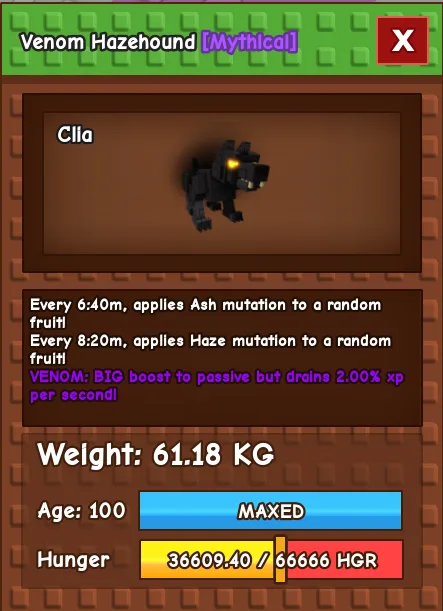280+ KG VENOM HAZEHOUND RARE LVL 500! HUGE TITAN