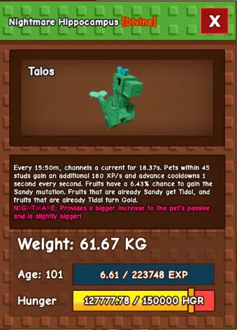 HUGE HIPPOCAMPUS NM / VENOM / EVER 60KG-61KG AGE 100
