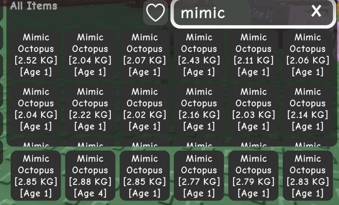 25 Mimic Octopus for 125 Max Level
