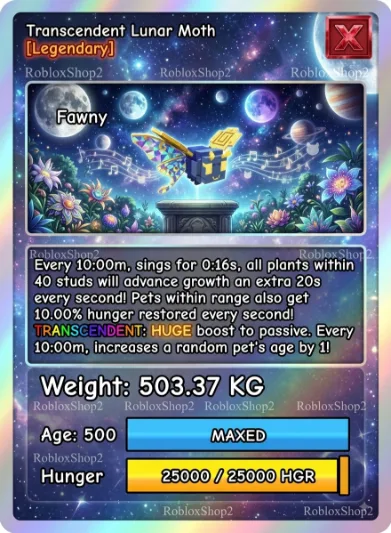 503.37KG TRANSCENDENT GIGANTIC LUNAR MOTH I MAX5 0 0 AGE l READY TO USE - 10 MIN MAX CD - NO TOY PET COLLECTOR LIMITED STOCK