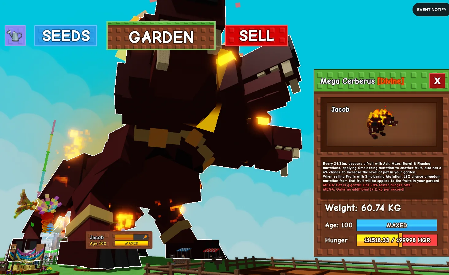 Mega Titanic Huge Cerberus 60Kg+ Age 100 Easter Event
