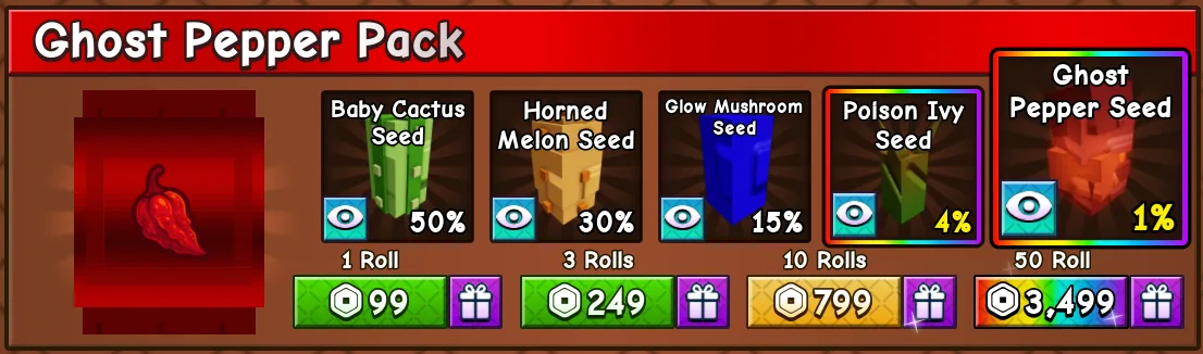 Grow a Garden 2 50 Ghost Pepper Pack Rolls R 3499 — Account account