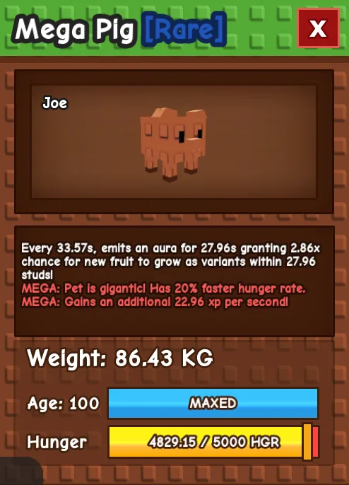 MEGA TITANIC PIG AGE 100 86.43KG GAG PET INSTANT DELIVERY