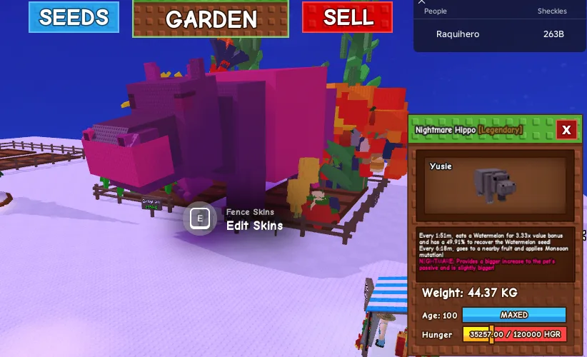 HUGE GIANT NIGHTMARE HIPPO (NIGHTMARE MUTATION) 44.37KG 100AGE // CLEAN // CHEAP // RUSH // RARE