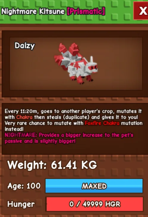 RUSH SALE Cheapest Semi-Titanic Red Kitsune 60kg 61kg+ ( Nightmare (Nightmare - Jumbo) Age 100 Fast Delivery
