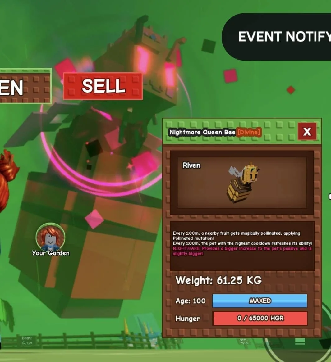 Huge NIGHTMARE Queen Bee - 61.25 KG (Age 100) 1:00m cooldown