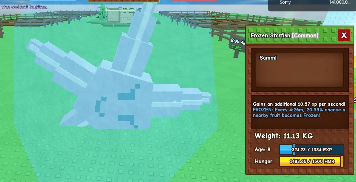 HUGE/GIANT/TITAN/TITANC STARFISH 69KG WHEN MAX - GROW A GARDEN ROBLOX - CHEAP AND FAST DELIVERY — Account account