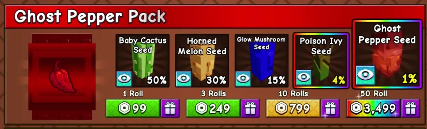 Grow A Garden Ghost Pepper Pack (10 Rolls) Instant Delivery (Mythic) — Account account