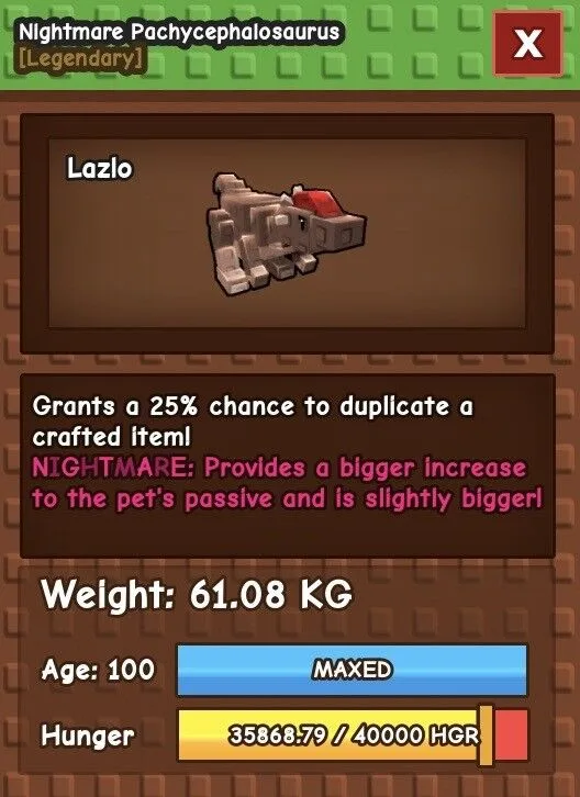 60KG - 61KG PACHYCEPHALOSAURUS NIGHTMARE / EVERCHANTED / VENOM! — Account account