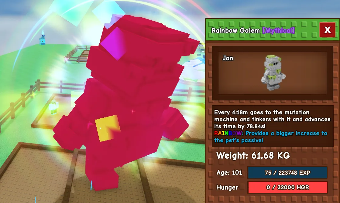 61.68kg Age 101 Rainbow Golem