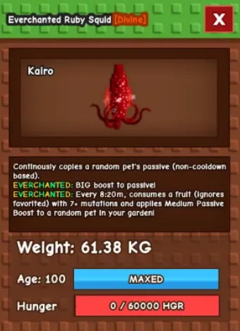 60kg+ EVERCHANTED RUBY SQUID super handsome // REMEMBER EVERCHANTED VENOM UFO