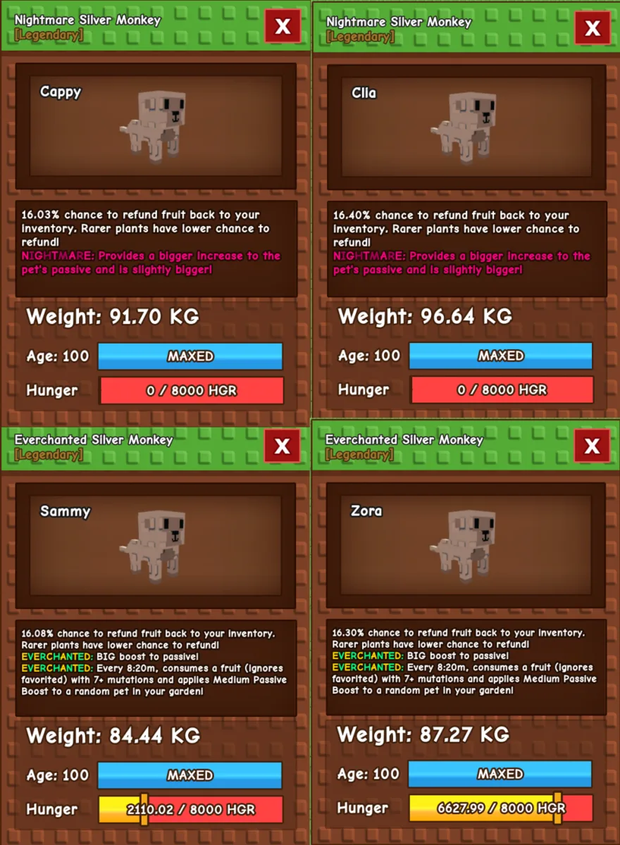 4 Titanic And Godly Size Silver Monkey // 64 Return Fruits Back // The pet for Magpie Farming toy method // Monkey Family