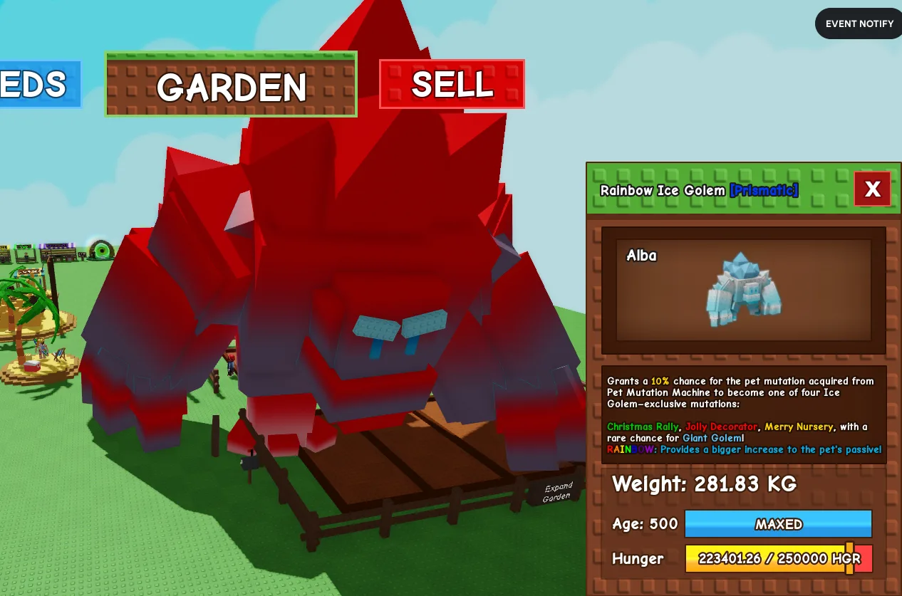 281.83kg Rainbow Ice Golem