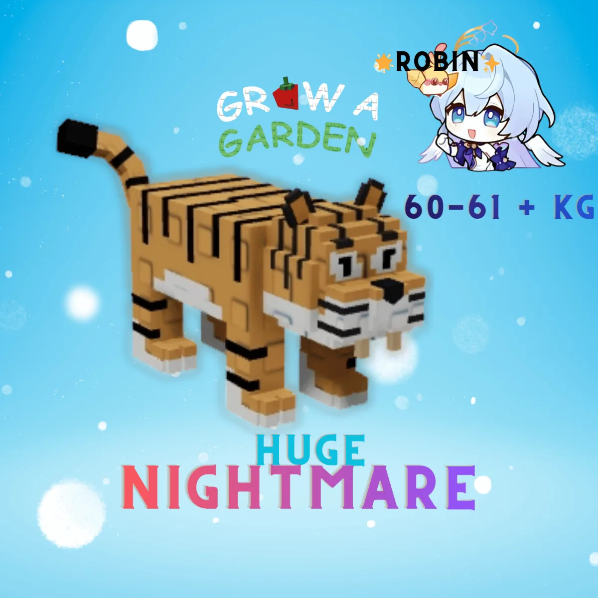 HUGE Nightmare Tiger - 60-61+KG - Grow a Garden — Account account