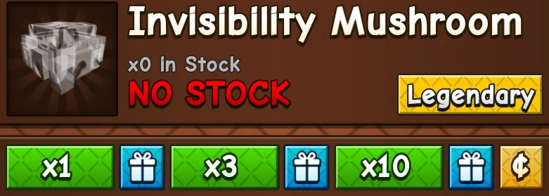 1x Invisibility Mushroom