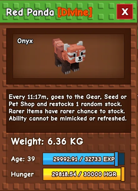 Red Panda DIVINE Age 39 6.36KG