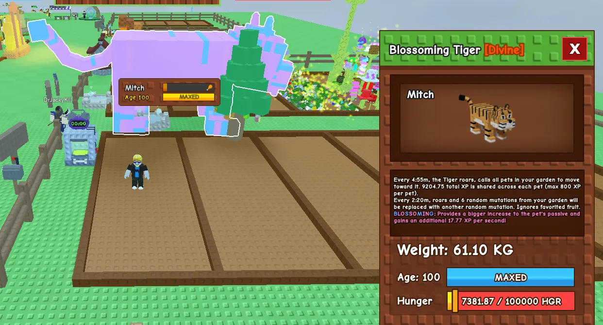 60kg+ Blossoming Tiger super handsome and rare ( 60kg+ at level 100, can go to 280kg+ at level 500 max)