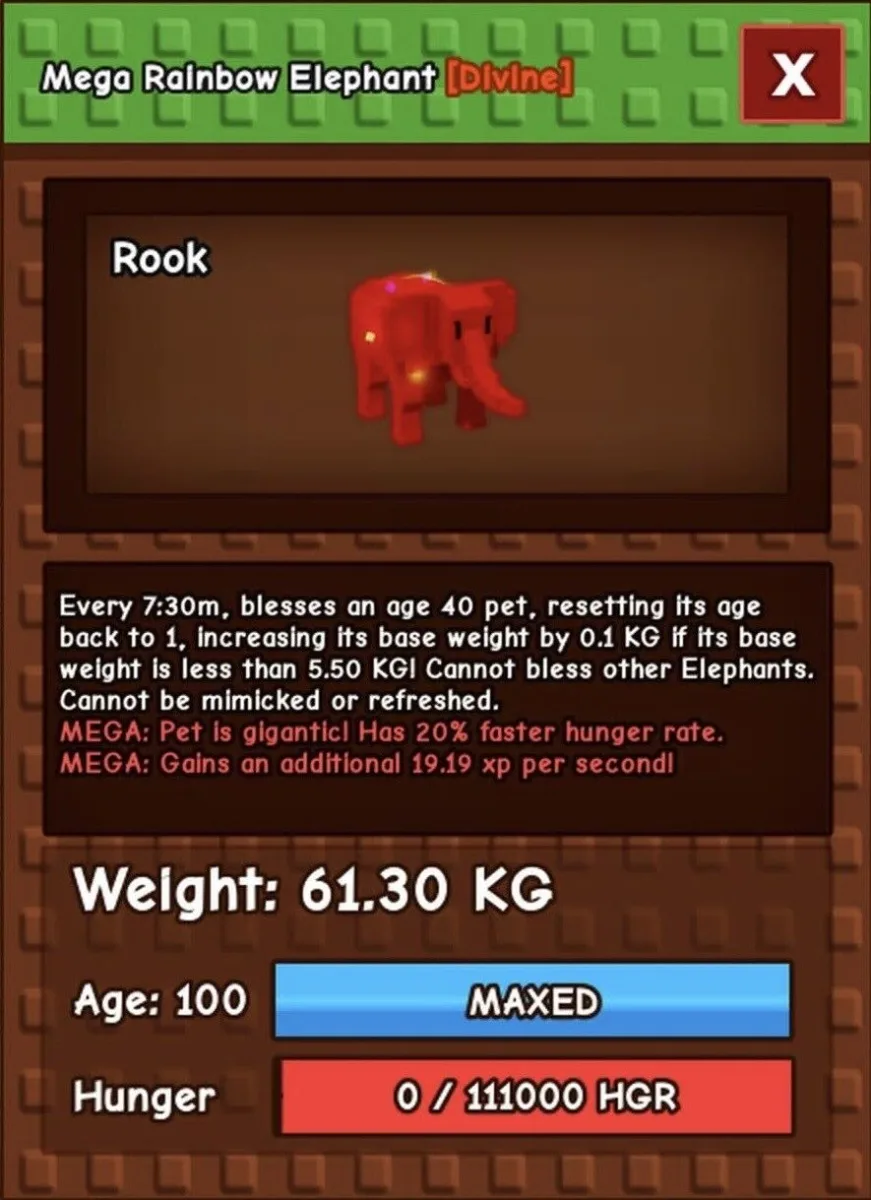 61.30 KG MEGA RBH ELEPHANT (rainbow hatch elephant!) INSTANT DELIVERY — Account account
